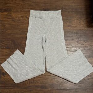 Aerie Light Gray Ribbed flare pants